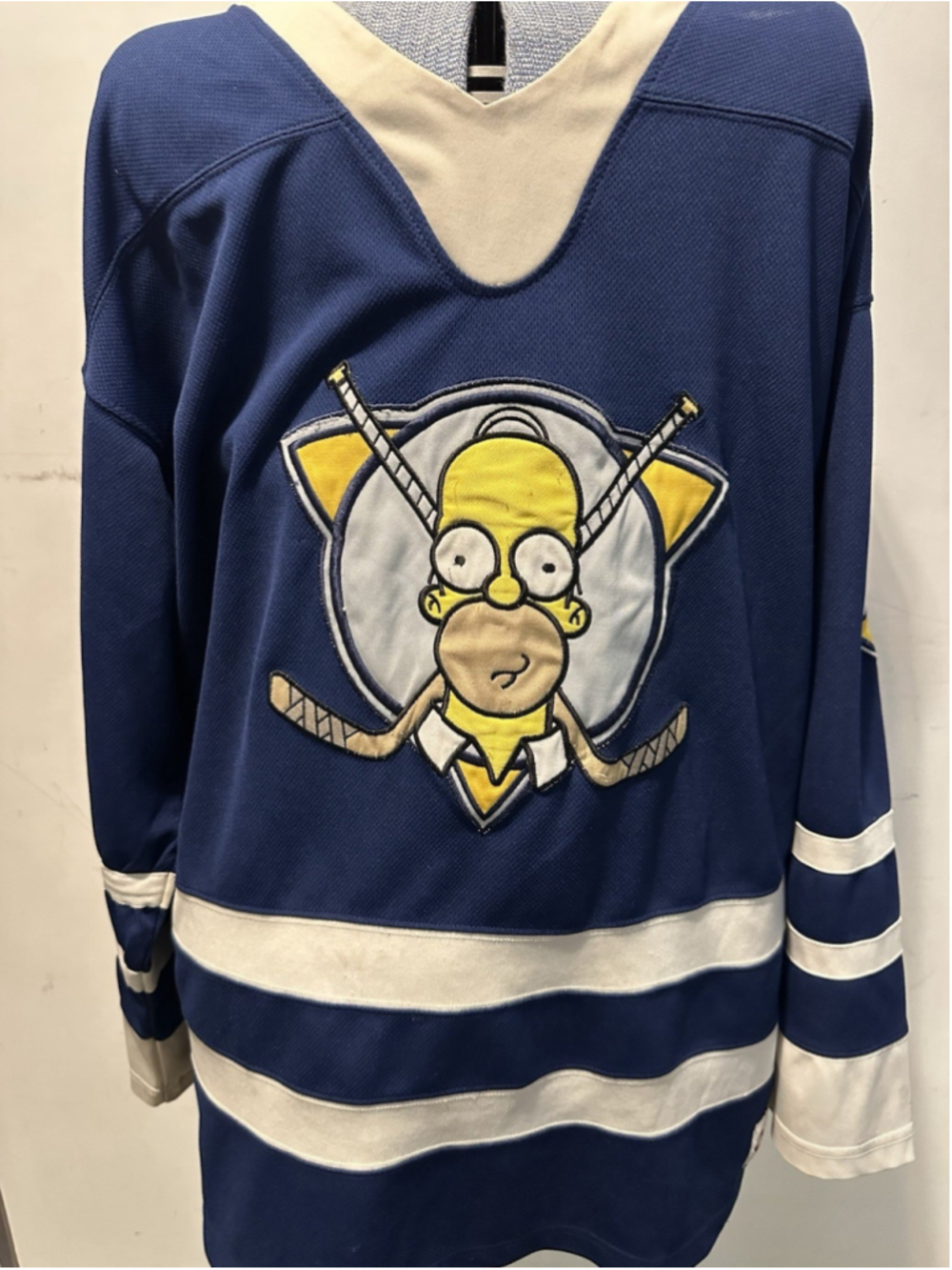 Vintage 2007 The Simpsons Homer Simpson Mighty Ducks Hockey Jersey Mens L XL HG